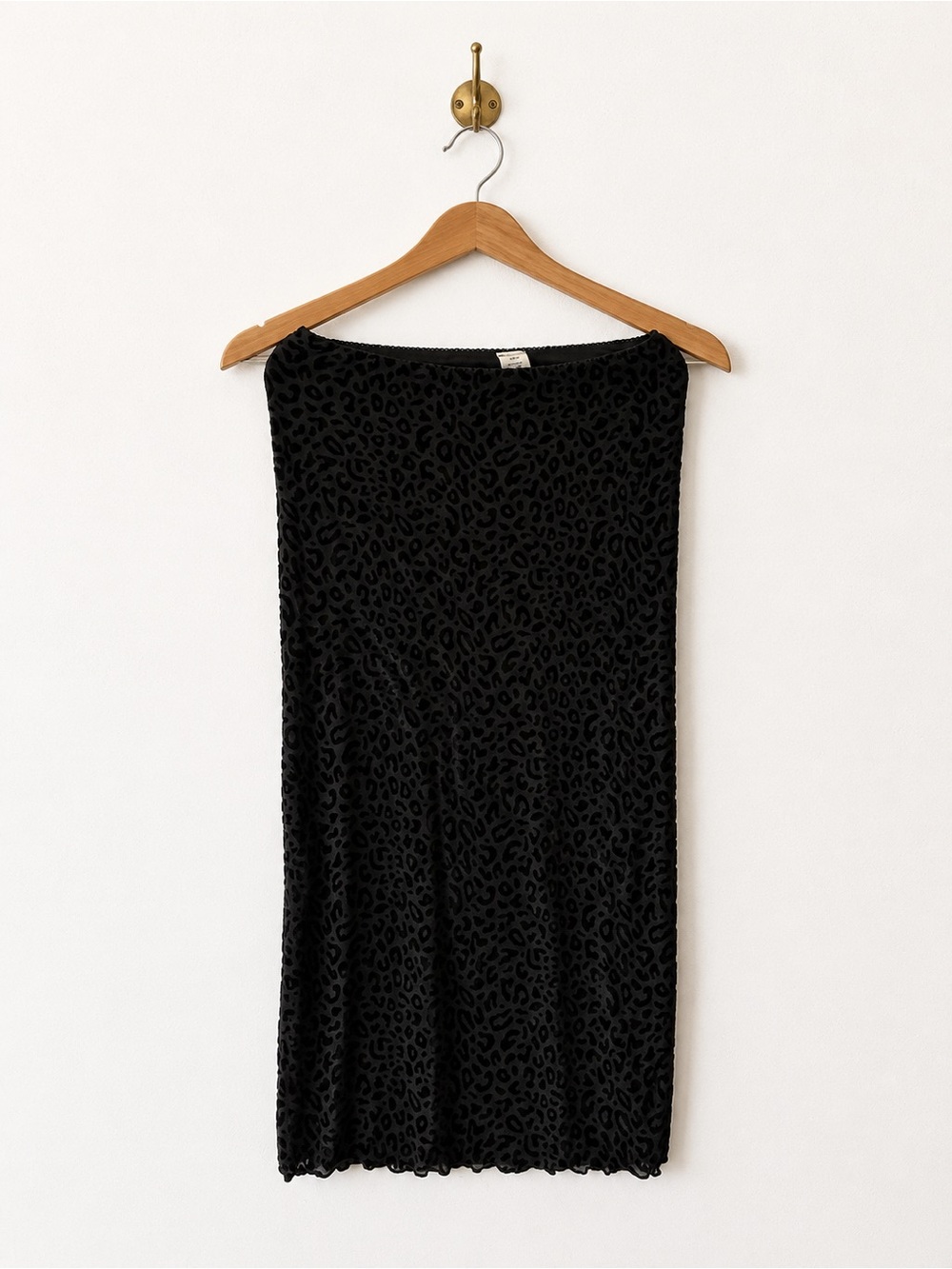 No Boundaries Black Leopard-Texture Midi Skirt